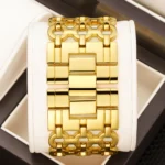 YaLaLuSi Unique Asymmetrical Triangle Gold Ladies Watch White Dial Hollow Interlocked Chain Bracelet - Image 6