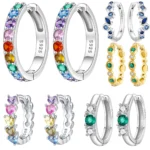 Orstarry S925 Sterling Silver Color Zircon Minimalist Design Earrings Hoop Earrings
