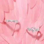Chic Angel Wing Ring for Couple Pink Heart Cubic Zirconia Eternity Rings Romantic - Image 6