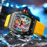 Luxury Watch Men Wrist Watches Tonneau Multifunction Graffiti Dial Auto Date Waterproof - Image 6