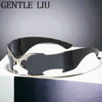 One-Piece Rimless Mask Sunglasses Men Women 2026 Luxury Brand Steampunk Wrap Around ewear