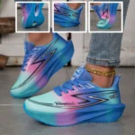 Women Gradient Lightning Print Running Sneakers Breathable Flying Weave Mesh Light Cushion Non Slip Shock Absorb Athletic Gym Jogging Sport Shoes - Image 2