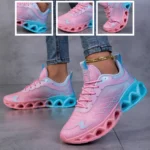 Women Gradient Mesh Running Sneakers, Breathable Hollow Shock Absorbing Blade Sole Athletic - Image 2