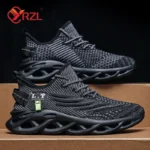 YRZL Men Sports Running Black Jogging Shoes Casual Sneakers Outdoor