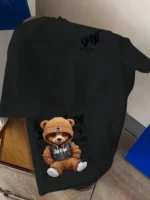 European and American men's summer personalized letter bear print comfortable - Image 6