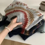 Contrasting Jacquard For Women, Loose Casual, Thick And Warm - Image 2