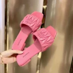 *Summer Open Toe Fashion Solid Color Square Toe Lightweight New Slippers Square - Image 2