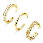 3Pcs Gold Filled Toe Rings for Women Non Tarnish 14K Gold Filled Toe Ring Adjustable Flower Cz Dainty