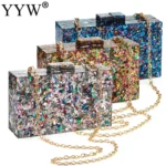 Acrylic Luxury Wedding Chain Handbag Women Box Clutch Evening Bags Chic