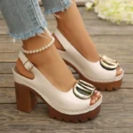 Summer New Women's Fashion Metal High-heeled Sandals Gladiator Casual Versatile Fish Mouth - Image 4