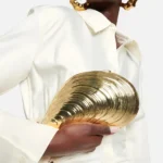 Retro Golden Silver Metal Large Shell Acrylic Bag New Banquet Party Hand