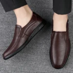 CLOHOO Men's Business Casual Shoes Handmade Layered Cowhide Rubber - Image 3
