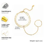 Stainless Steel Hand Chain Ring Bracelet for Women, Adjustable Gold Plated Double - Image 2