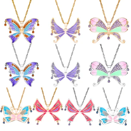 Medsor Exquisite Butterfly Necklaces Inlaid Cubic Zirconia Trendy Colorful