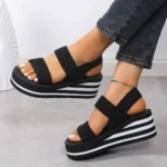 Women Slingback Wedge Sandals Outdoor Summer Lightweight Slides Solid - Image 2