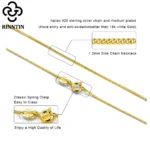 Rinntin Solid 925 Sterling Silver 1.0mm Side Chain Necklace for Women Girls - Image 4