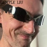 One-Piece Rimless Mask Sunglasses Men Women 2026 Luxury Brand Steampunk Wrap Around ewear - Image 3