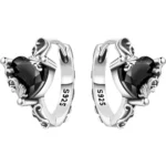 Orstarry Original 925 Sterling Silver Vine Love Black Zirconia Earrings Women