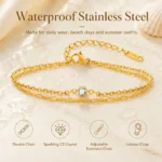 Waterproof Layered Anklet Bracelet for Women, Adjustable Gold Plated - Image 5