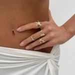 LATS 4Pcs/Set Starfish Scallop Adjustable Open Rings for Women Summer Trendy - Image 3