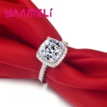 New Fashion 925 Sterling Silver Color Finger Rings for Women Men Wedding Engagement - Image 4