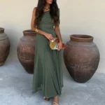 Elegant Vintage Commuting Fashion Women Off Shoulder Mesh Long Sexy Hollow - Image 5