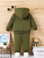 Newborn Baby Boy Fun Cartoon Bear Print Long Sleeve Fleece Sweatshirt - Image 3