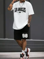 Summer Men's Chicago-Themed Relaxed Set Size 32 Printed T-Shirt and Shorts - Image 3