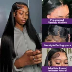 13x6 Straight Lace Front Wigs Human Hair Pre Plucked 13x4 HD Transparent Frontal - Image 3