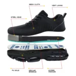 Steel Toe Safety Shoes for Men Women Comfortable Breathable Non Slip Work Shoes - Image 2