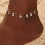 Water drop crystal anklets, exquisite water diamond pendants, beach anklets
