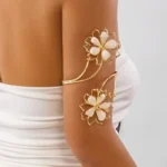 Bohemian Metal Flower Arm Bracelet Women Vintage Punk Style Hollow Bangle Adjustable