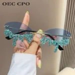 Diamond Rimless Sunglasses Women Luxury Brand Rhinestone Sun Glasses  Sol - Image 2