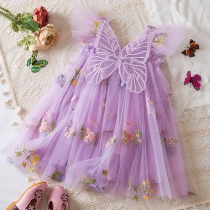 Girls' Dress Summer Lace Floral Print Cute Princess Baby Girl Dress Adorable