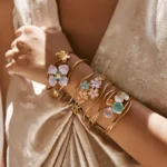 Loe |Stainless Steel Flower Bracelets for Women.Round Circle.Irregular Charms.Luxury