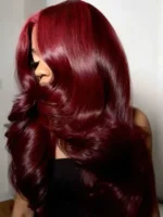 30 Inch Burgundy Body Wave Human Hair Wigs 13x4 HD Lace Frontal Wig Colored 99j