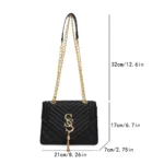 Light Luxury Elegant Argyle Quilted Chain Small Square Bag Metal Letter - Image 2