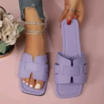 Plus Size Women's Sandals Trendy Knitted Flat Bottom Casual Couple Beach Shoes Summer - Image 2
