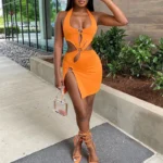 Summer Dresses Woman 2022 High Street Stretch Slim Hollow Sexy Mini Bodycon