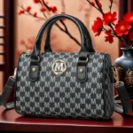 Women Alphabet Shoulder Bag with Golden "M" Logo, Synthetic Faux Leather - Image 5