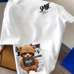 European and American men's summer personalized letter bear print comfortable