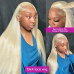 613 13x6 Straight Lace Front Wig Human Hair 36 Inch Blonde Wig Human Hair 250% Density - Image 6