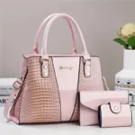 3pcs Set PU Crocodile Embossed Women'S Bag Set, Lightweight Women'S Shoulder - Image 4