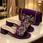 New Elegant 2026 Purple Peep Toe Women Heels with Diamond Accents