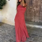 Elegant Vintage Commuting Fashion Women Off Shoulder Mesh Long Sexy Hollow - Image 6