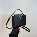 Luxury Women's Tote Bag, Chic V Shaped Stylish Pu Leather Bucket Bag, Top Cover