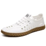 2026 Summer Men Casual Leather Shoes Breathable Hollow - Image 3