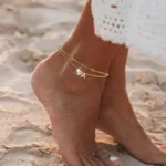 Waterproof CZ Ankle Bracelets for Women 14K Gold Plated CZ Initial Dainty Layered Heart - Image 5