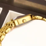 YaLaLuSi Unique Asymmetrical Triangle Gold Ladies Watch White Dial Hollow Interlocked Chain Bracelet - Image 2