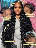 40 42 Inch HD Loose Deep Wave 13x6 Lace Front Human Hair Wigs Brazilian Curly 0% - Image 2